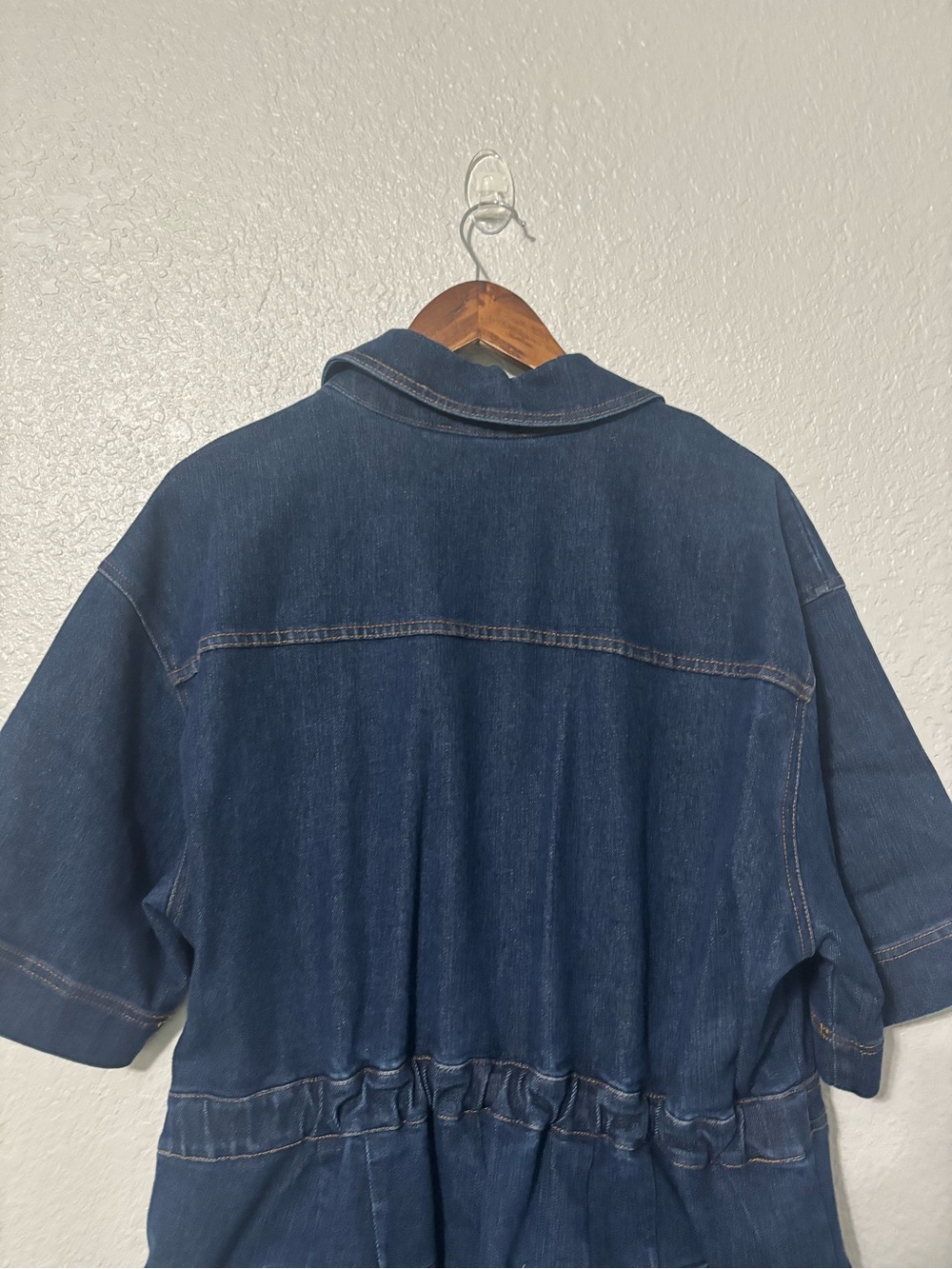 Plus Denim Utility Romper in Dark Blue - Picture 11 of 12